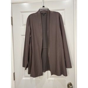Eileen Fisher  All Season Brown Stretch Viscose Blend Open Cardigan Sweater  XL
